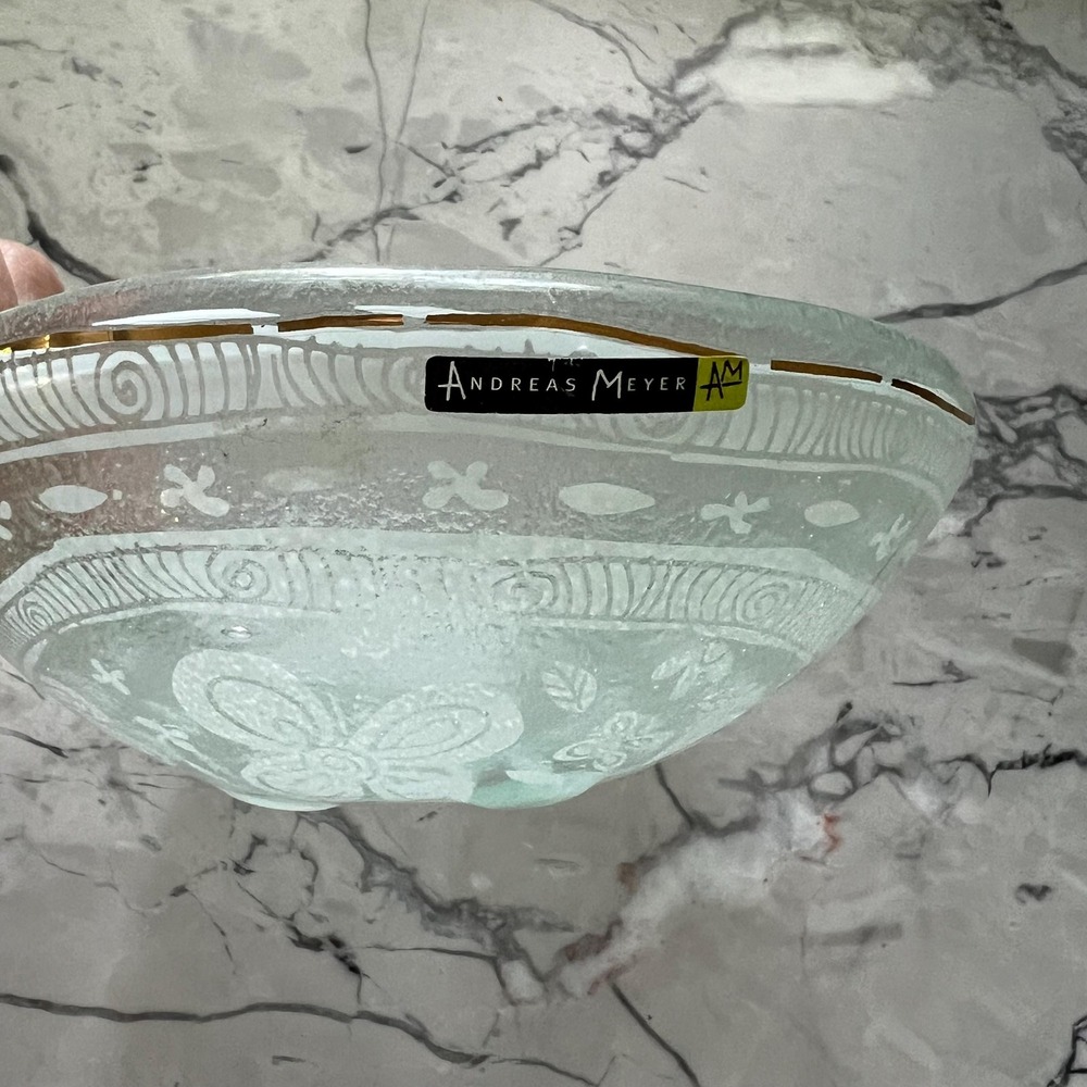 ANDREAS MEYER Hand Made Nahariya Art Glass Fused Glass Trinket Dish Bowl Flowers - Picture 3 of 5